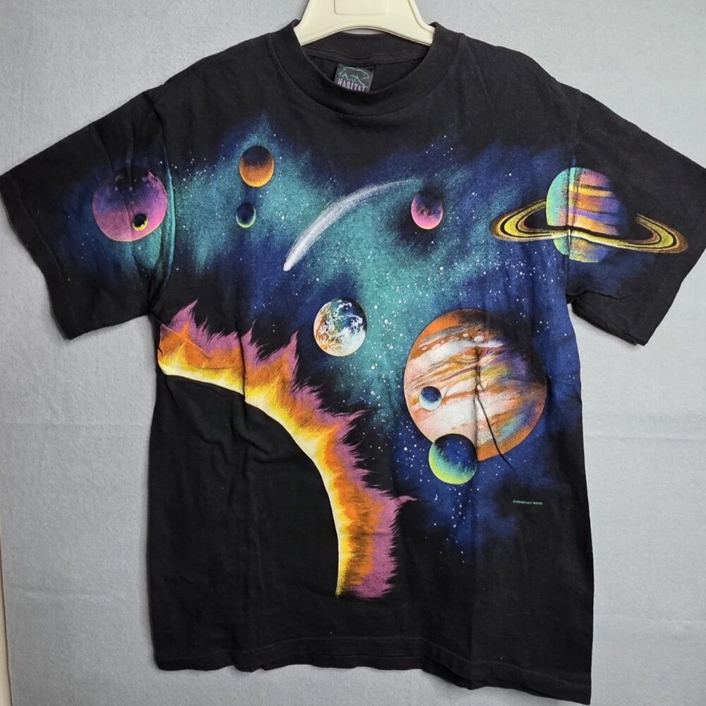 Vintage Galaxy Solar System Habitat AOP Shirt Size Medium XCVII